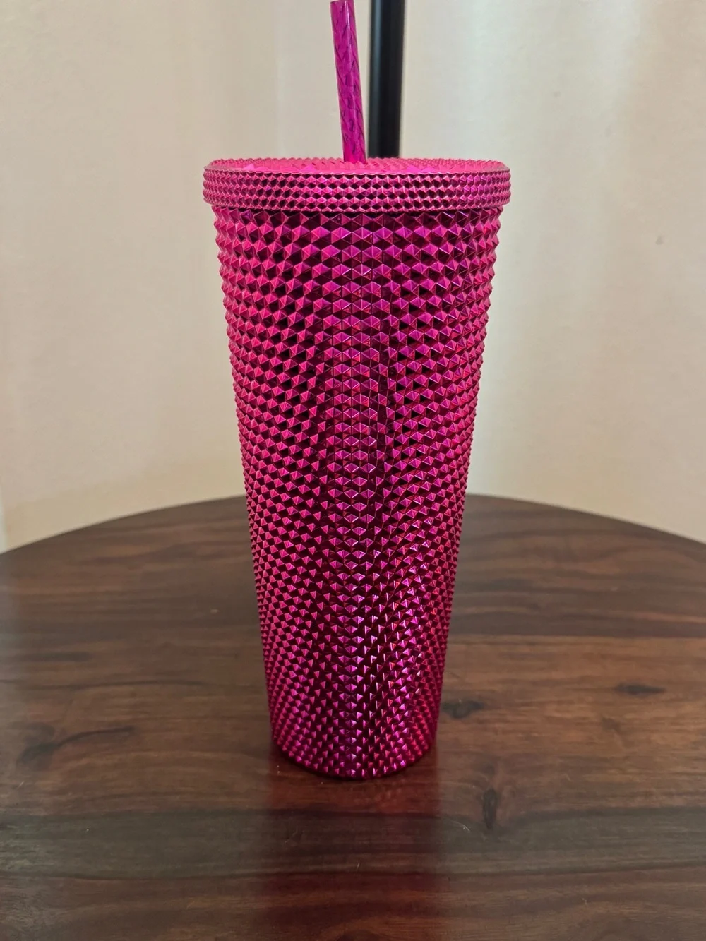 Starbucks Metallic Hot Pink Studded Tumbler with Straw